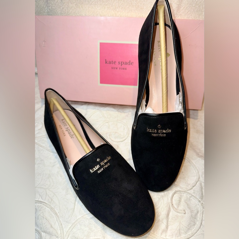 KATE SPADE SIGNATURE BLACK SUEDE FLATS